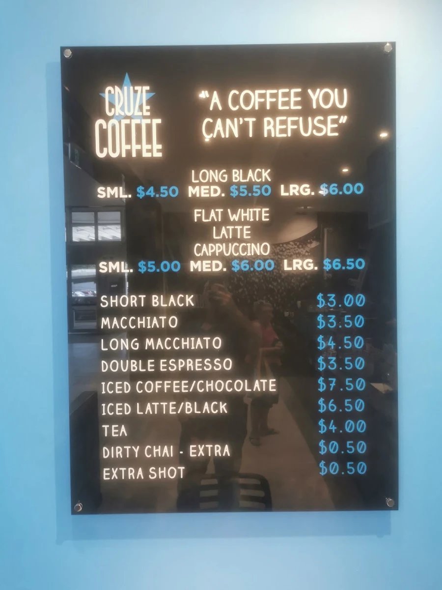 Menu, Cruze Coffee Smithfield
