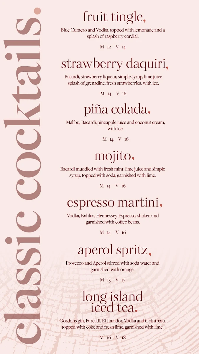 Menu, Redwood