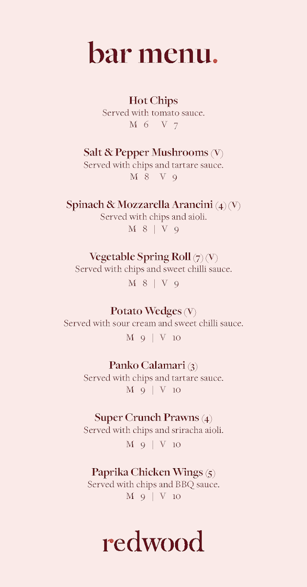 Menu, Redwood