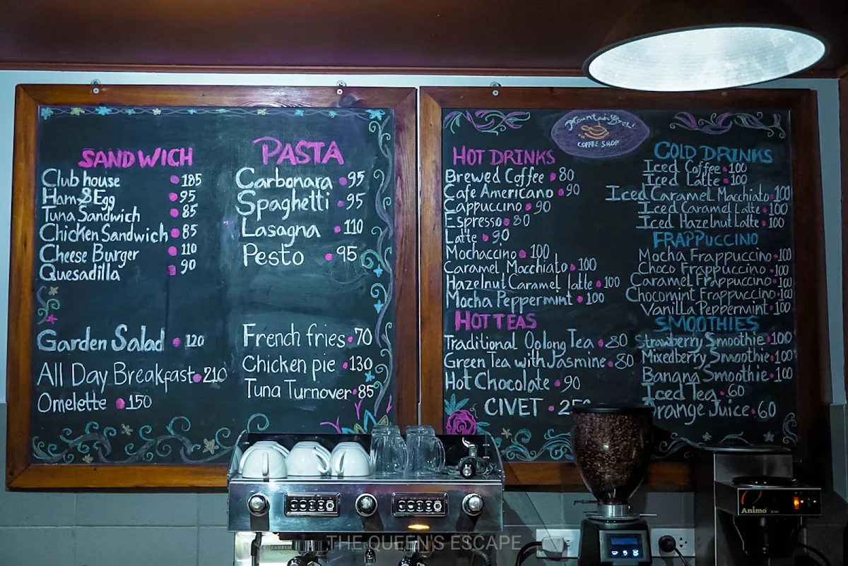 Menu, The Mountain Brew Coffee