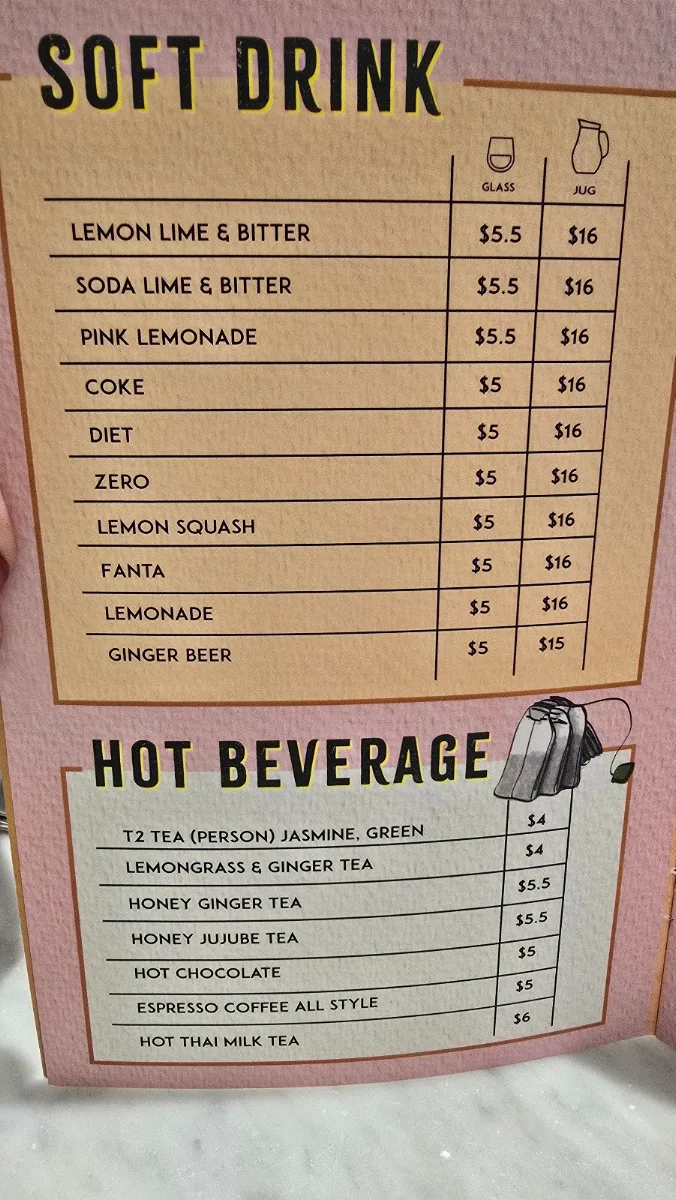 Menu, Kinn Thai Chadstone