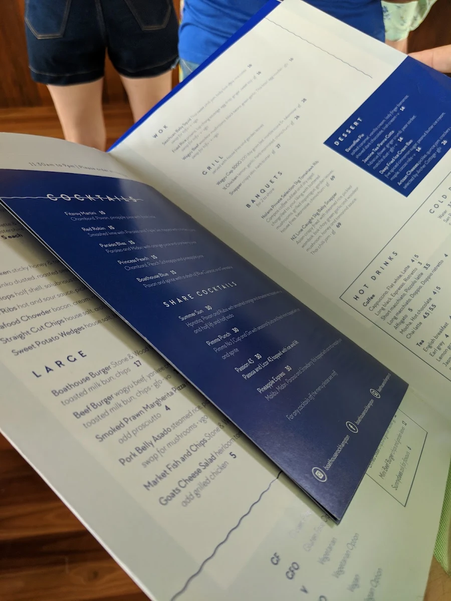 Menu, Boathouse