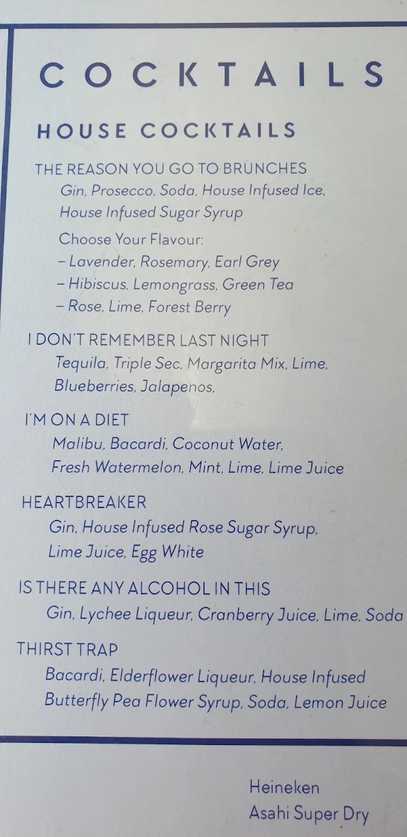 Menu, Boathouse