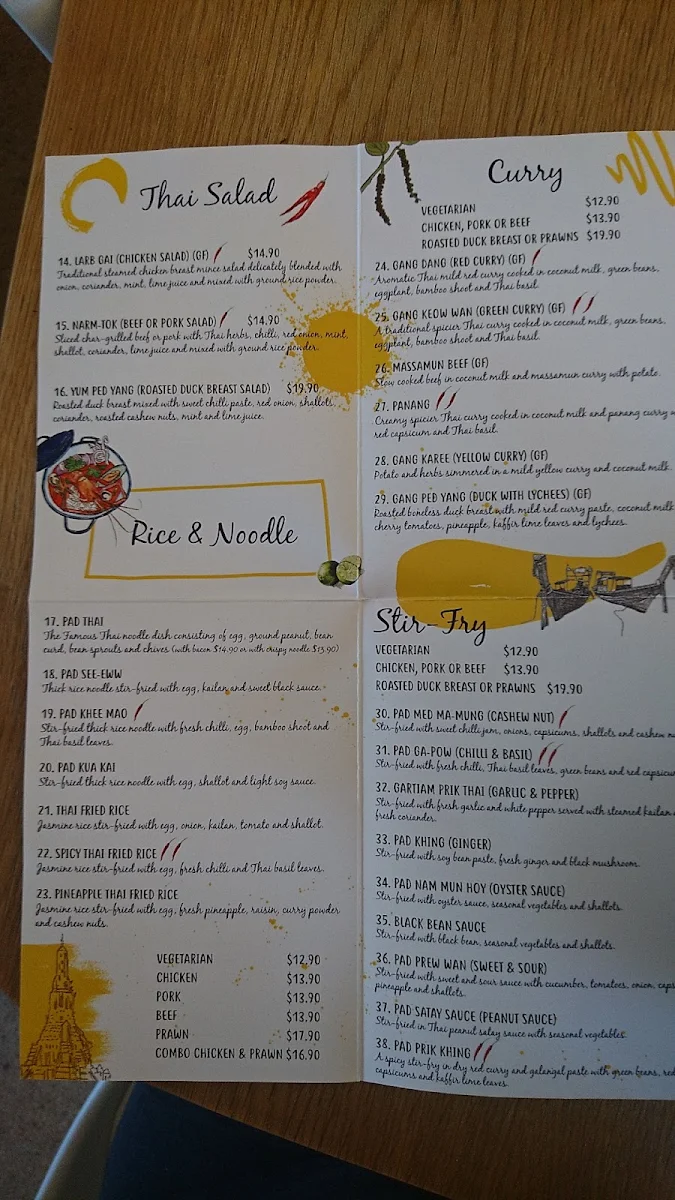 Menu, Padthai @ Margaret Street