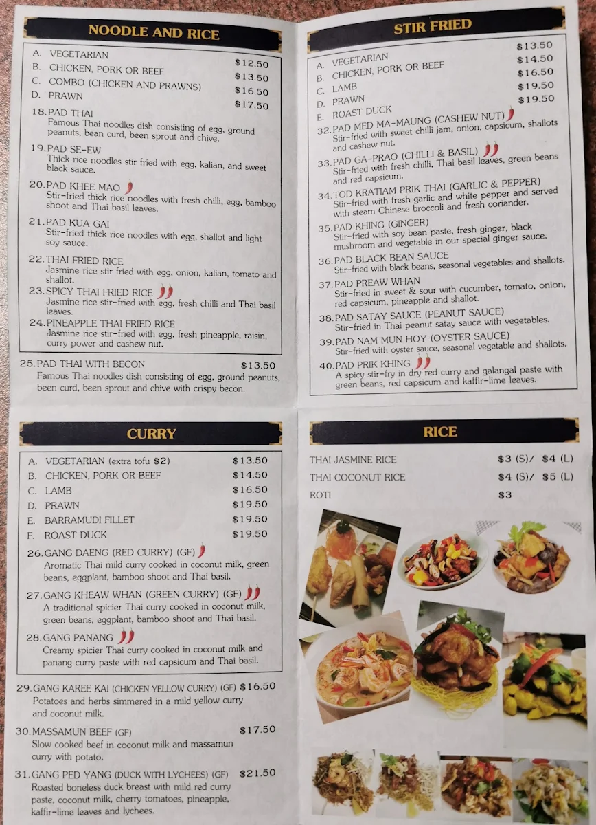Menu, Padthai @ Margaret Street