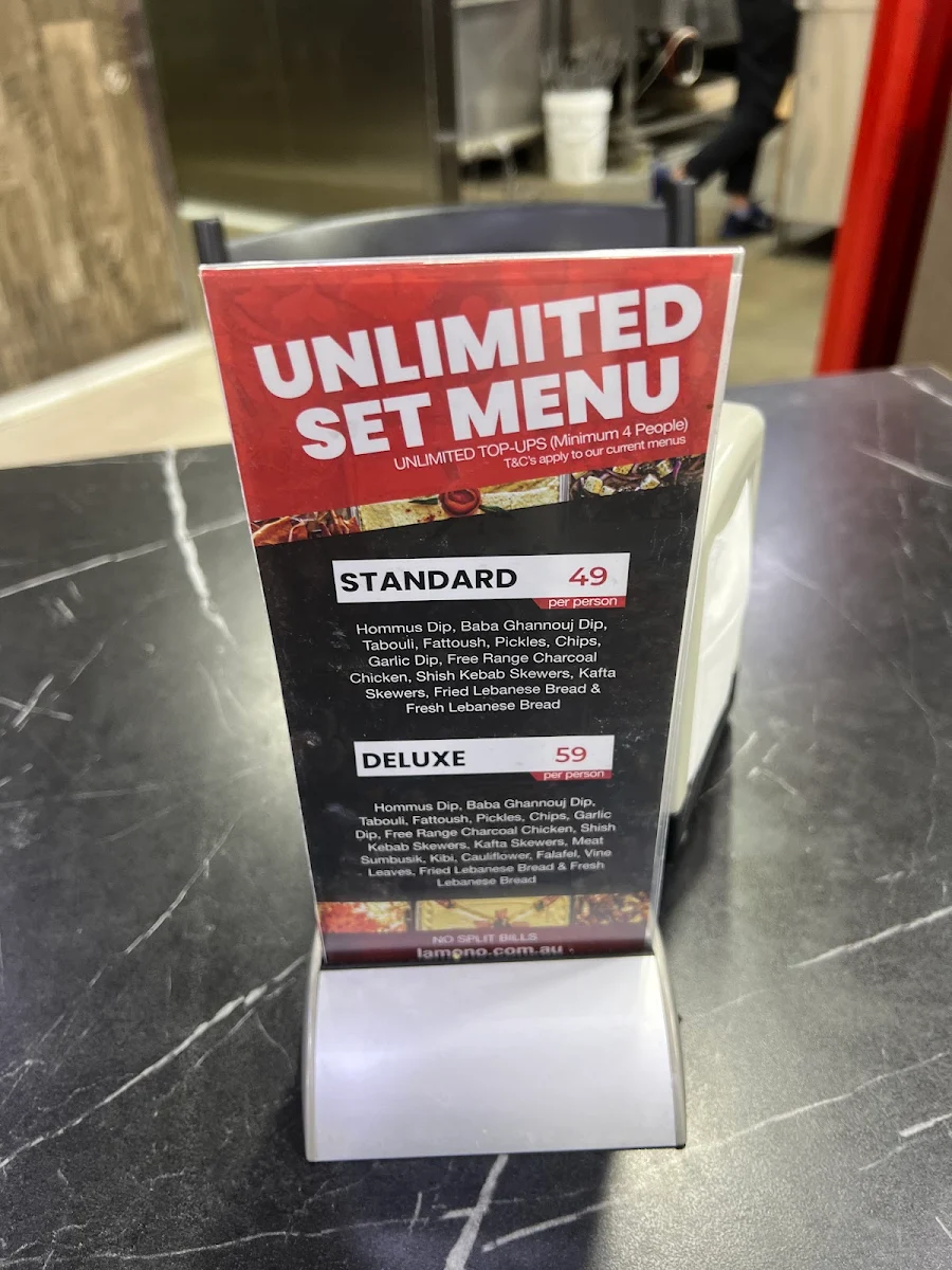 Menu, La Mono Casula | Charcoal Chicken & Lebanese Cuisine