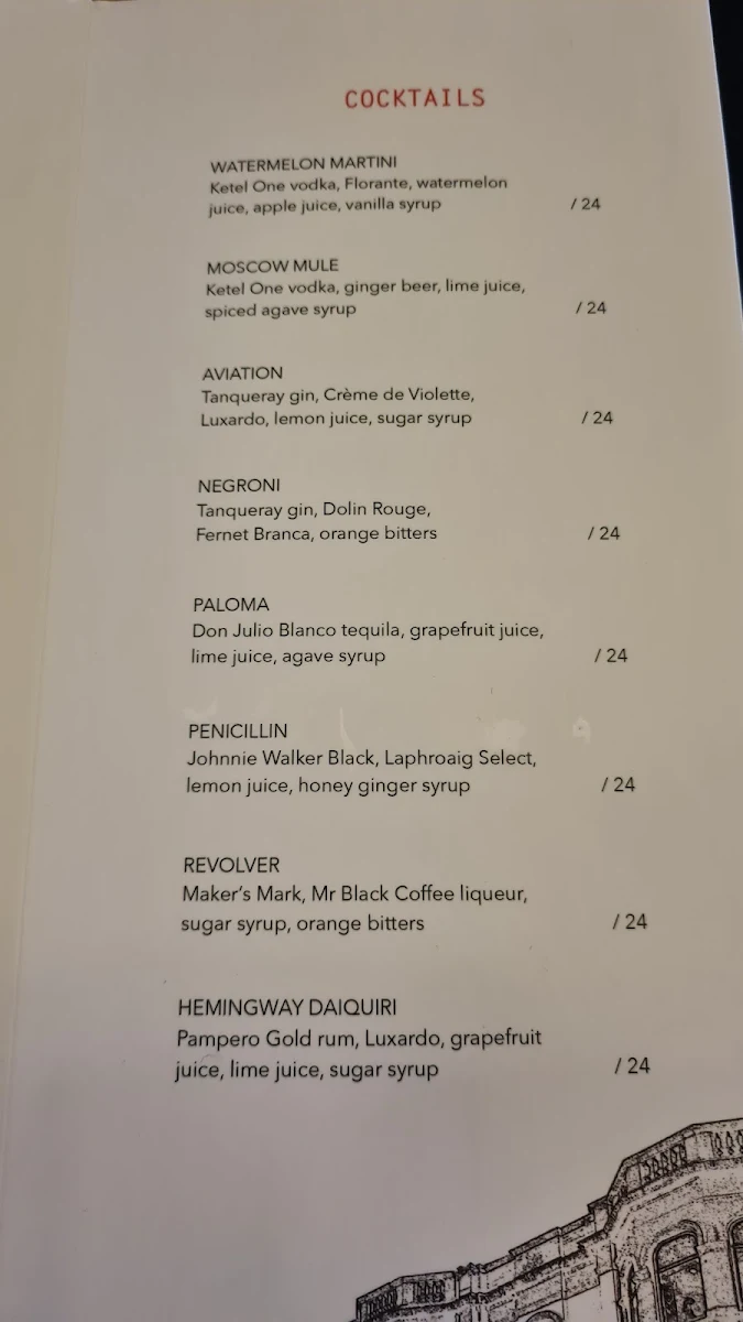 Menu, The Ship Inn