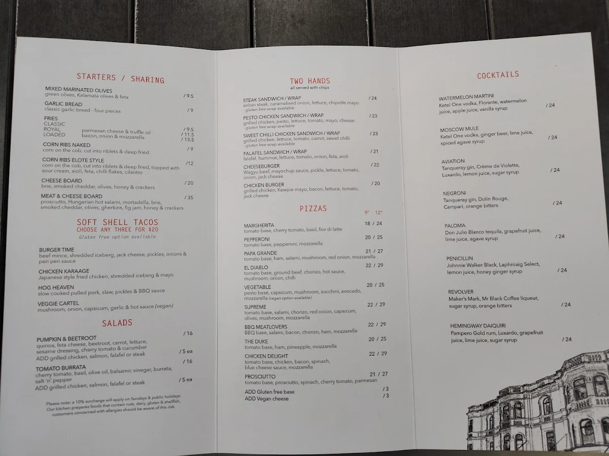 Menu, The Ship Inn