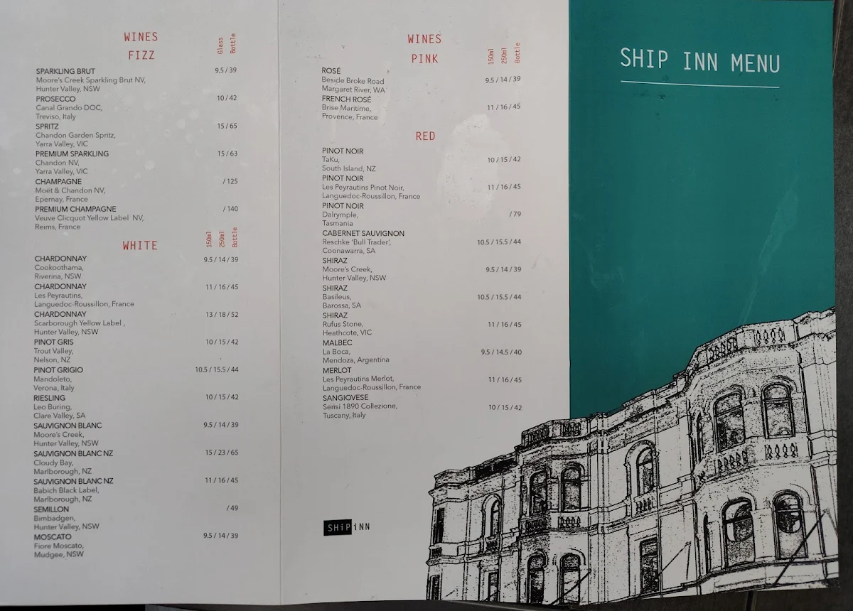 Menu, The Ship Inn