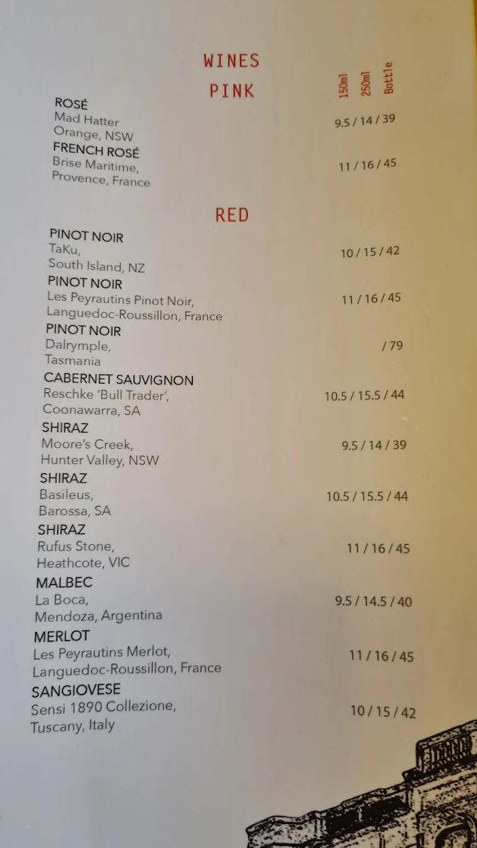 Menu, The Ship Inn