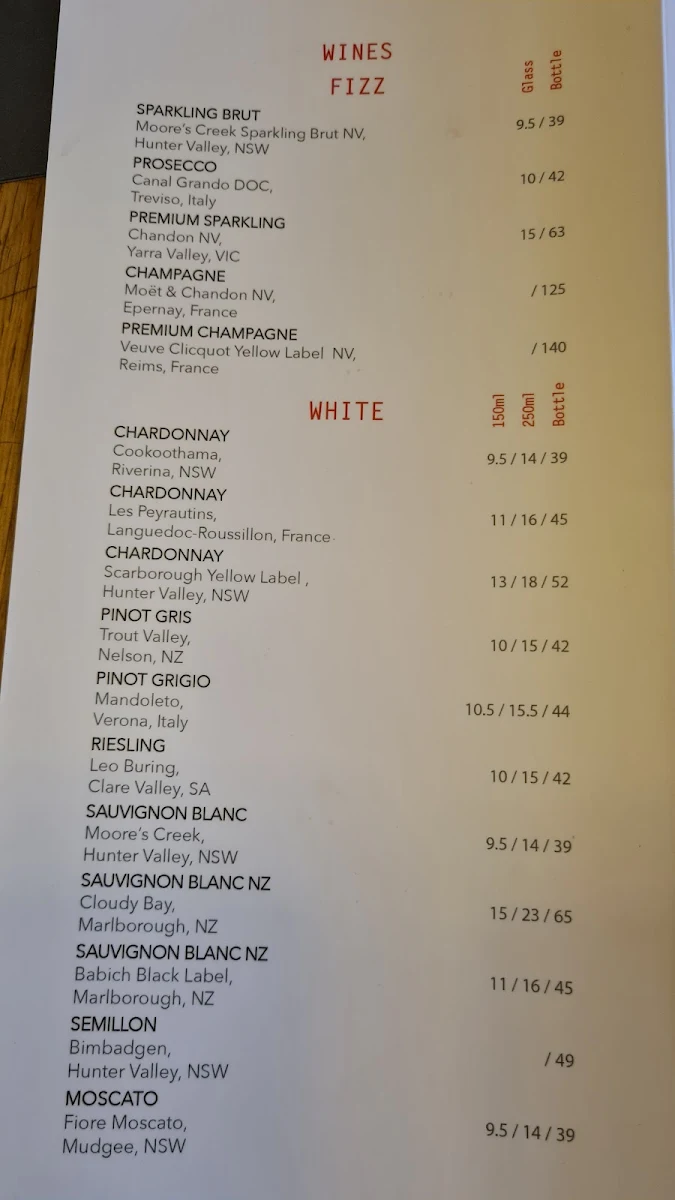Menu, The Ship Inn