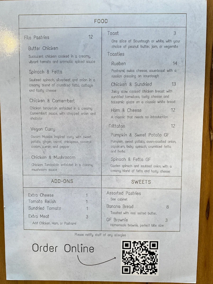 Menu, On Poynt Cafe