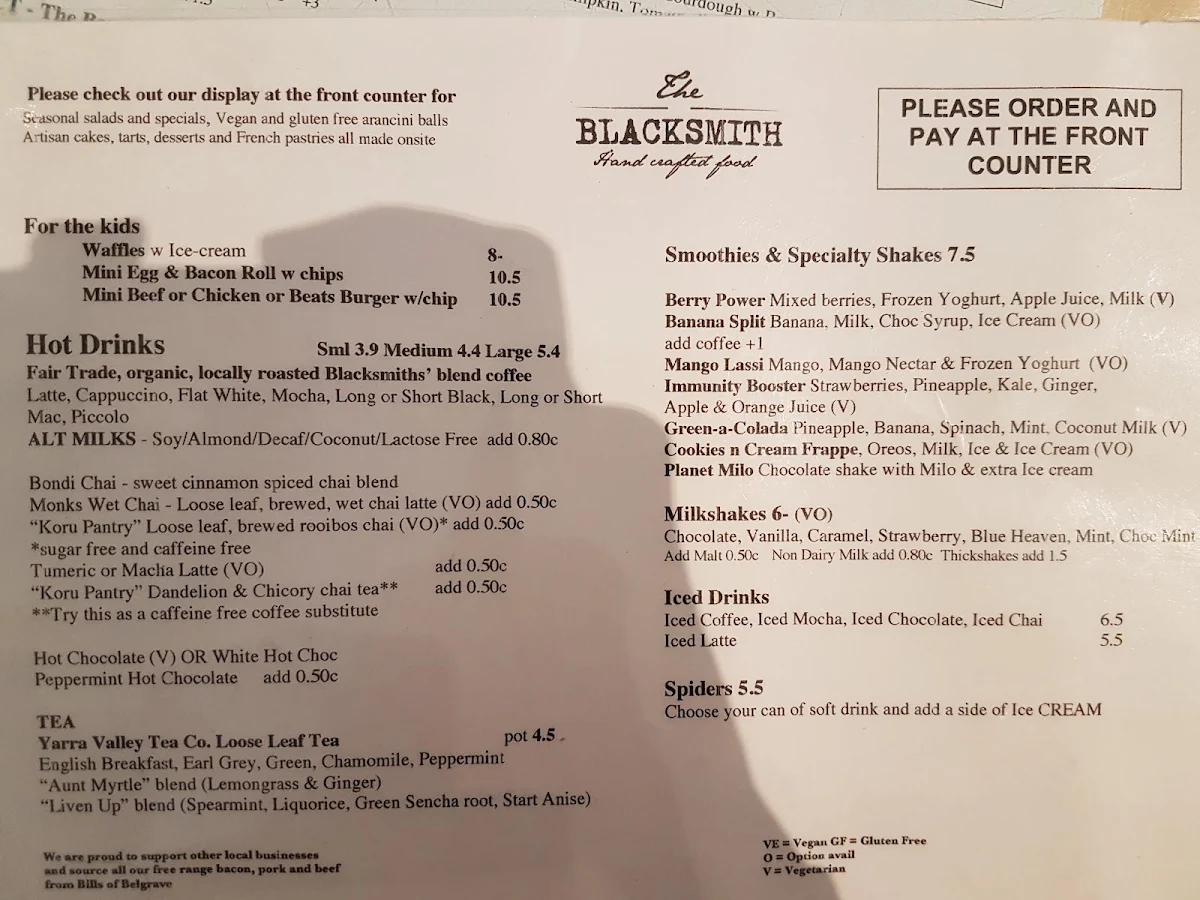 Menu, The Blacksmith