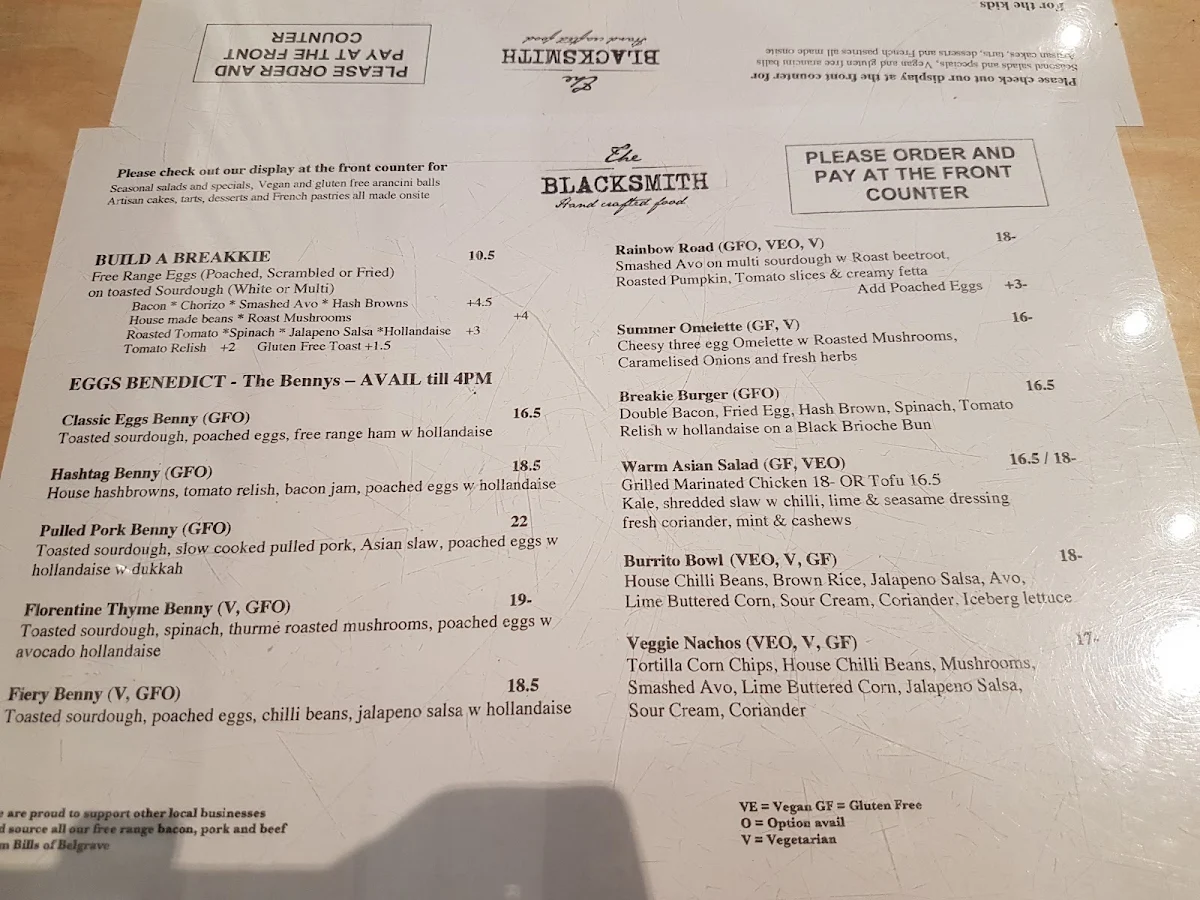 Menu, The Blacksmith