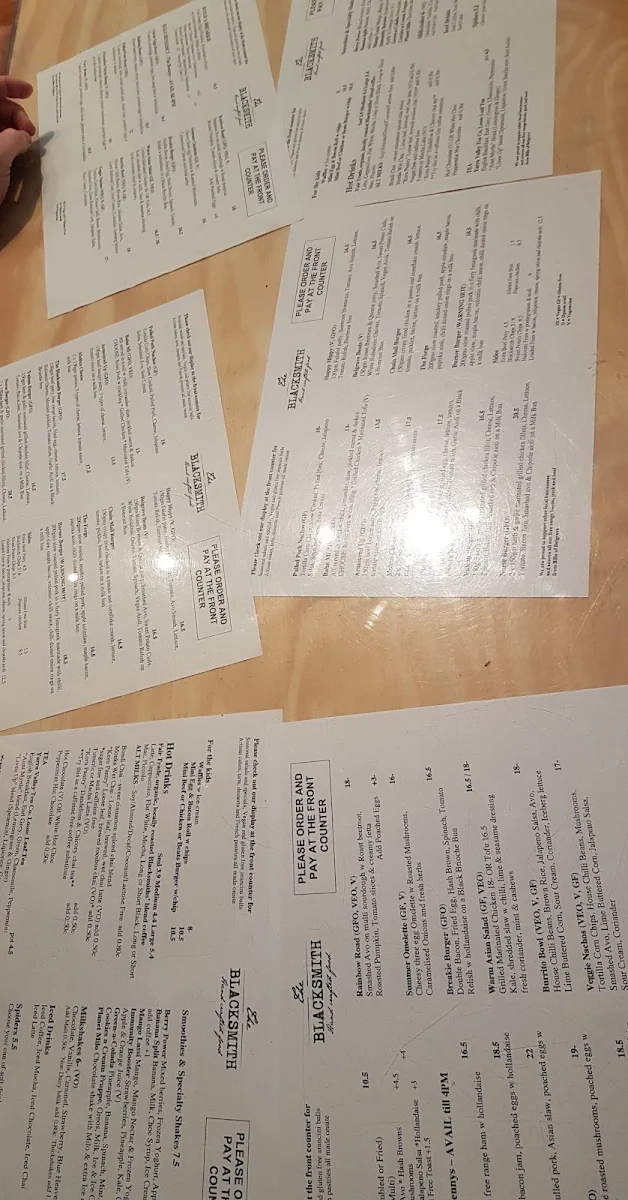 Menu, The Blacksmith