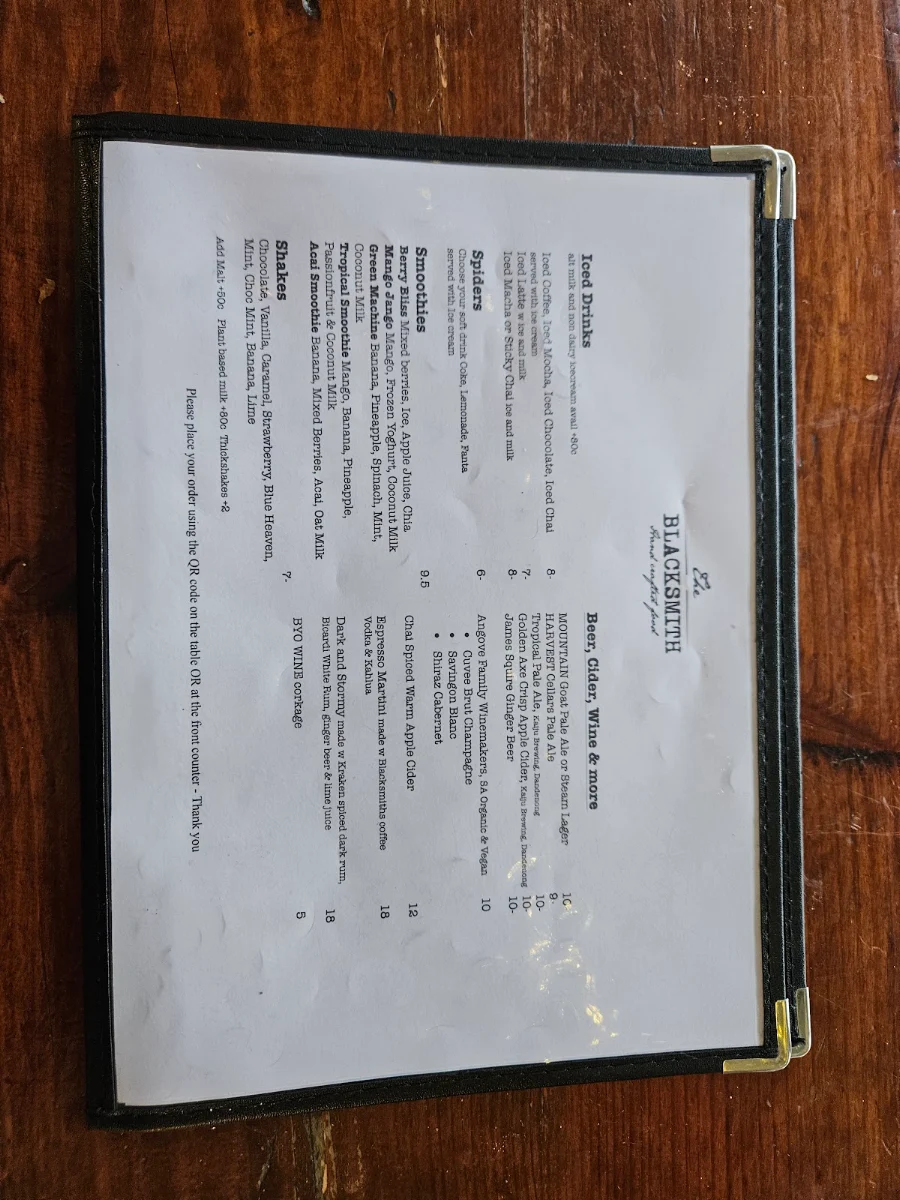Menu, The Blacksmith