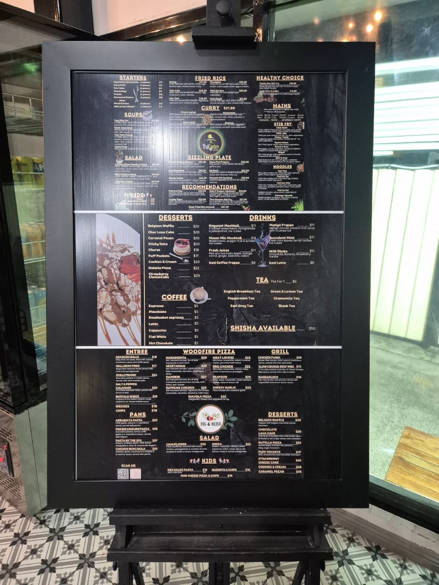 Menu, Thai Garden Restaurant