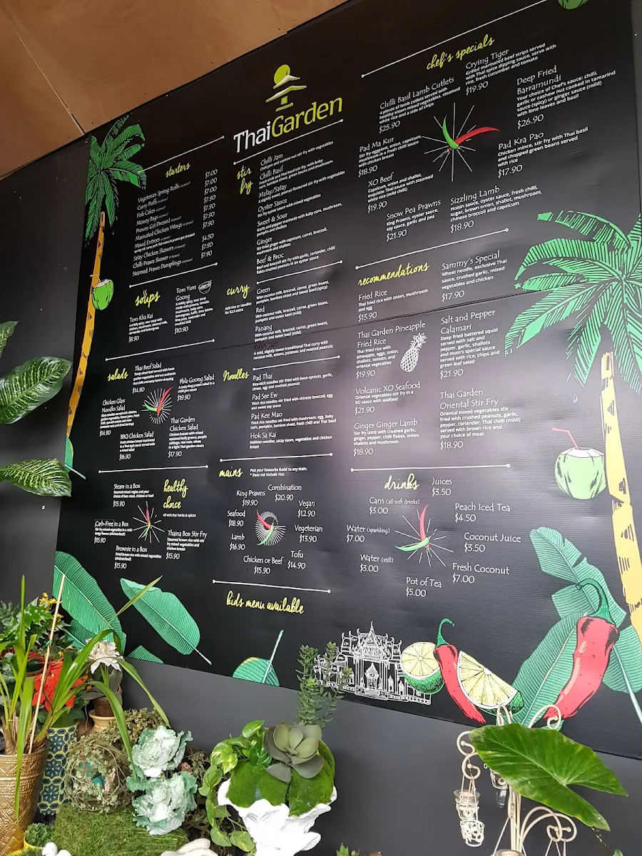 Menu, Thai Garden Restaurant