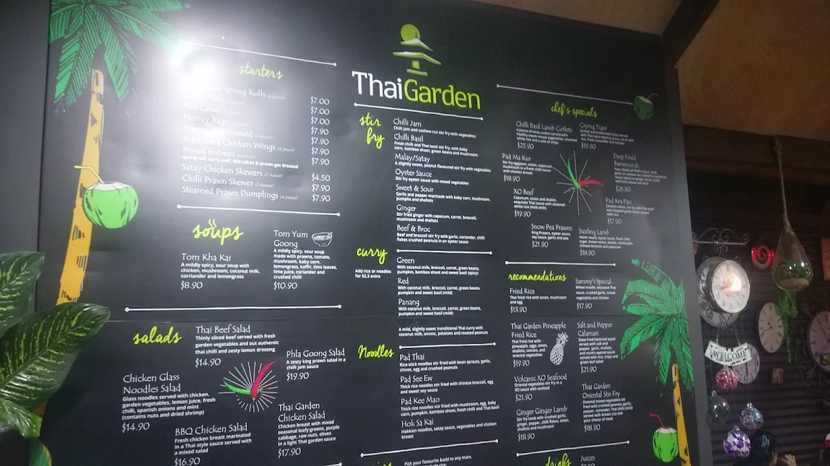 Menu, Thai Garden Restaurant