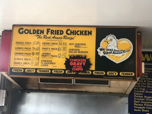 Menu, West End Cash Store