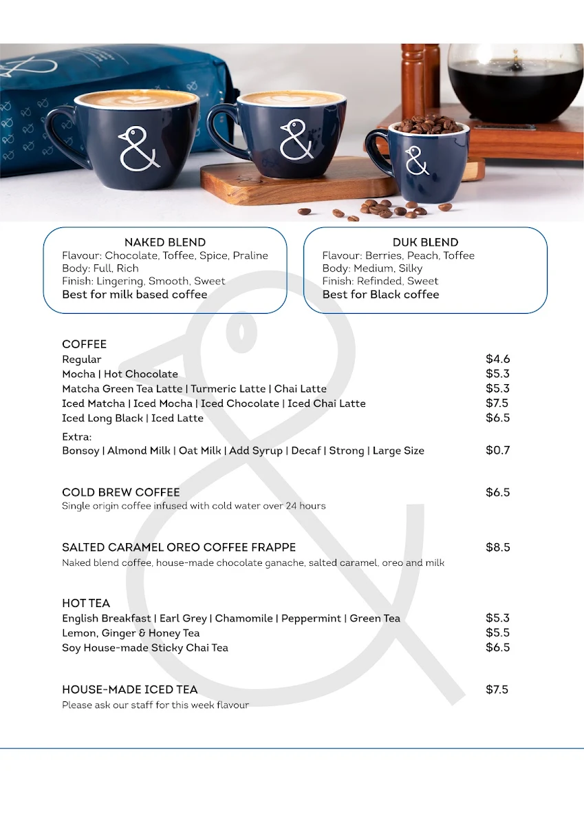 Menu, The Naked Duck Campbell