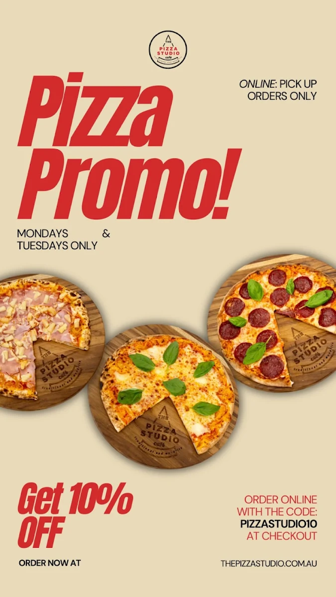 Menu, The Pizza Studio Cafe'