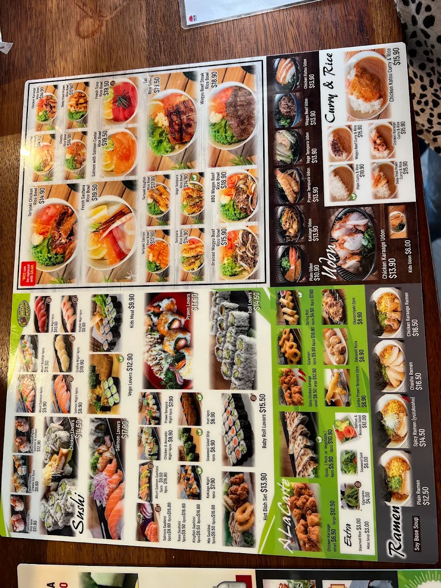 Menu, Sushi Hachi Earlwood