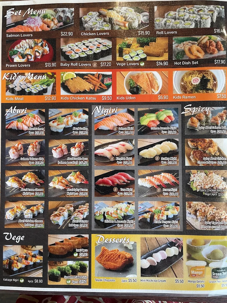 Menu, Sushi Hachi Earlwood