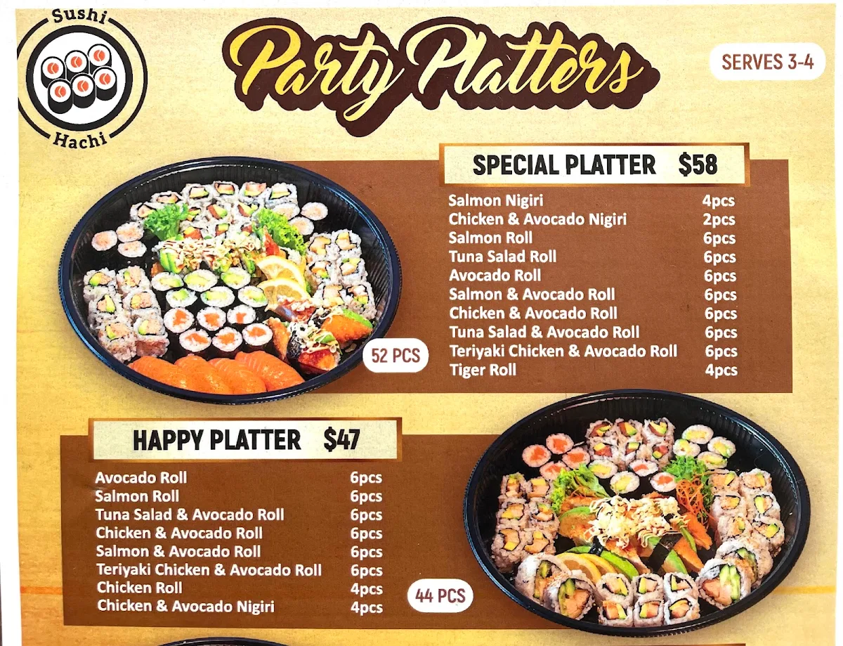 Menu, Sushi Hachi Earlwood
