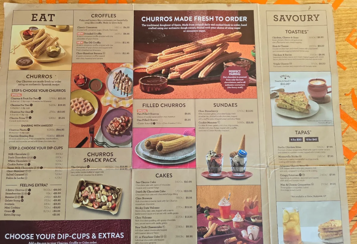 Menu, San Churro Cockburn
