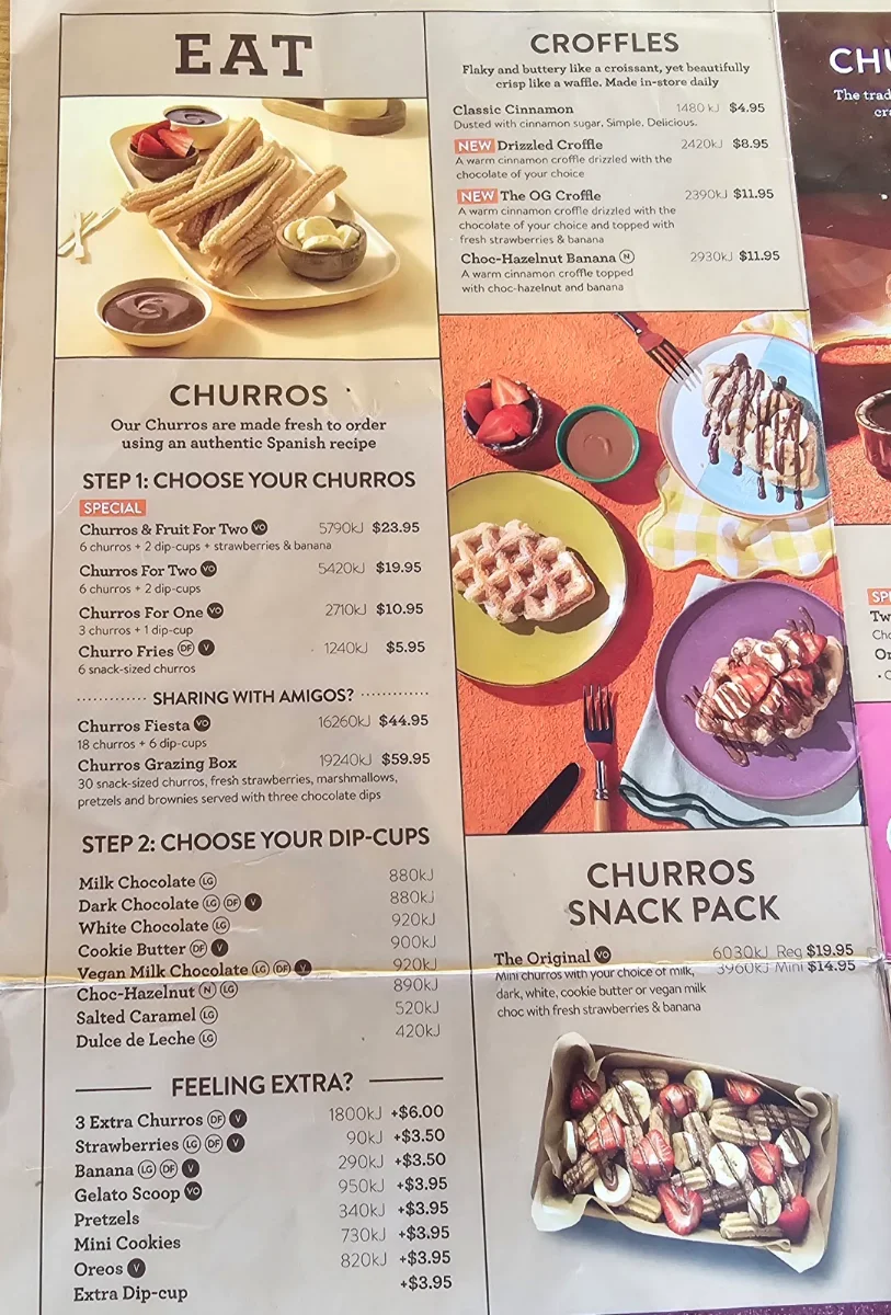 Menu, San Churro Cockburn