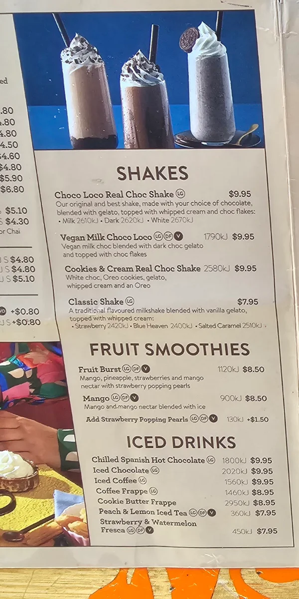 Menu, San Churro Cockburn