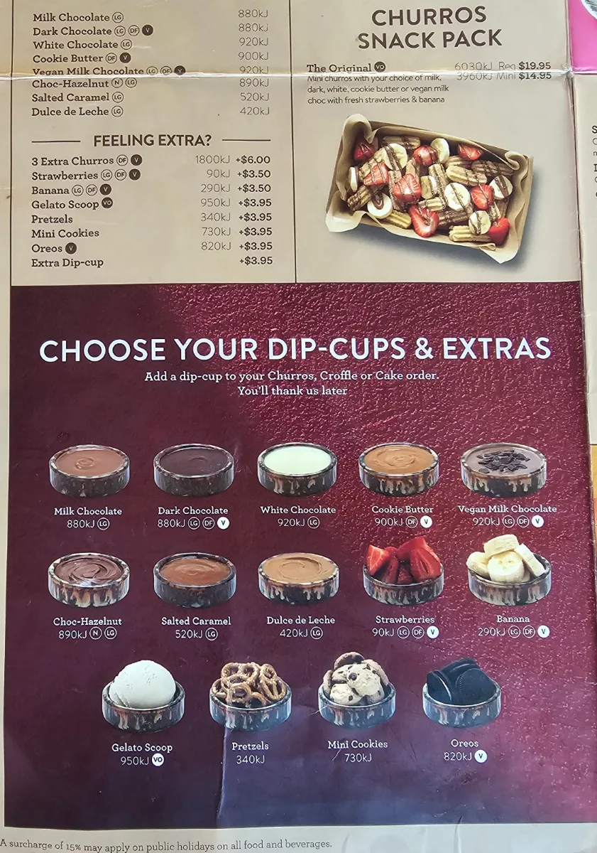 Menu, San Churro Cockburn