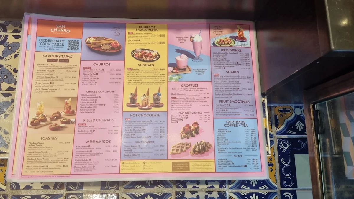Menu, San Churro Cockburn