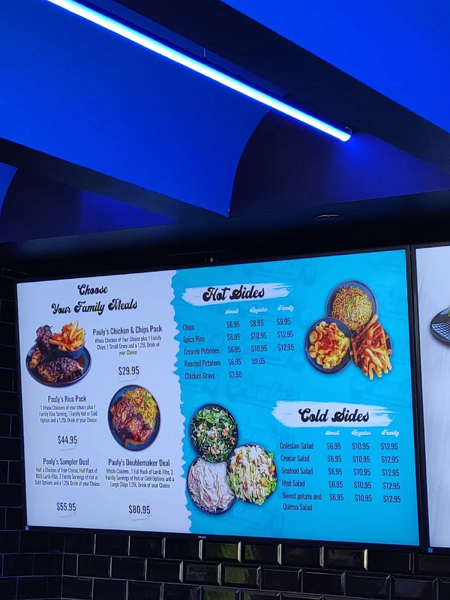 Menu, Pauly's Chicken and Ribs
