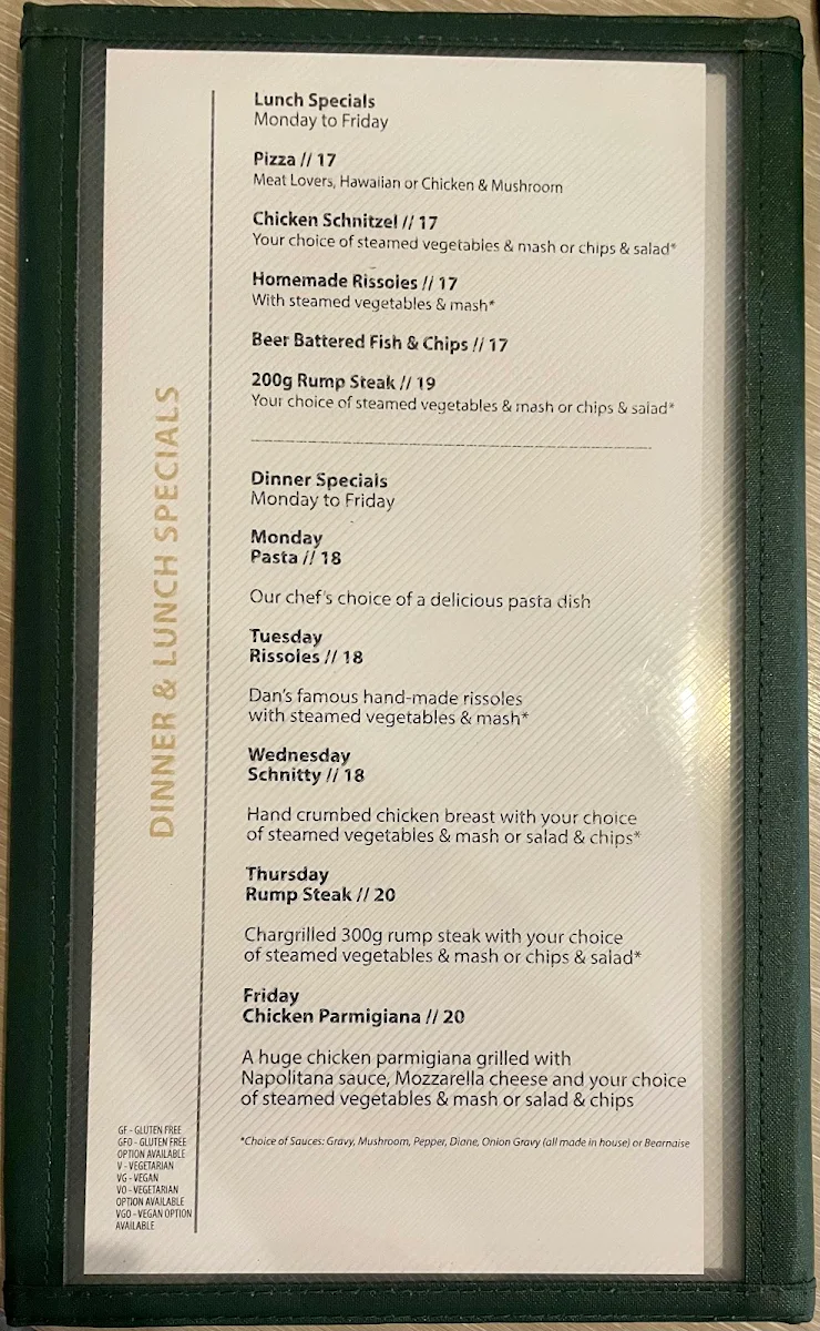 Menu, Royal Hotel Wyong