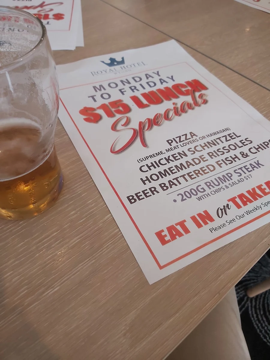 Menu, Royal Hotel Wyong
