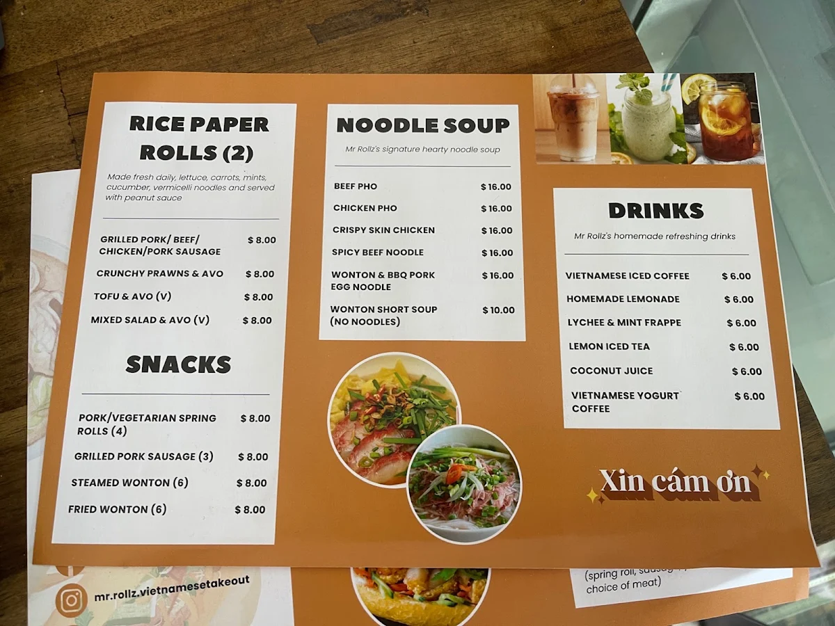Menu, Mr Rollz
