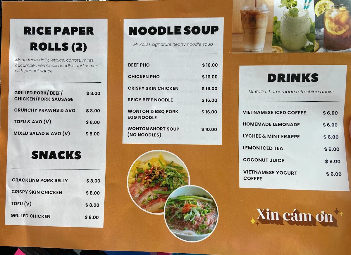 Menu, Mr Rollz