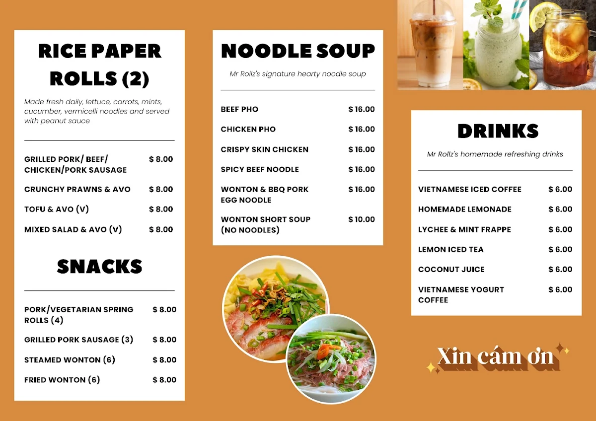 Menu, Mr Rollz