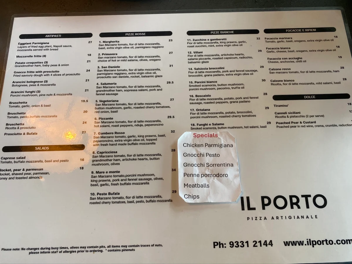 Menu, Il Porto
