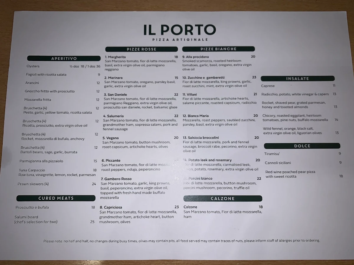 Menu, Il Porto