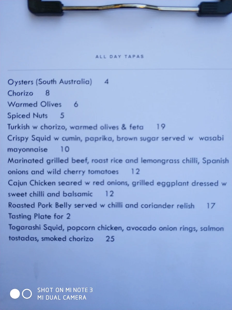 Menu, The Boardroom