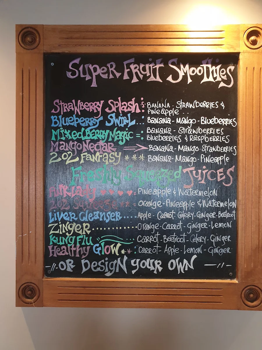 Menu, Cafe 202