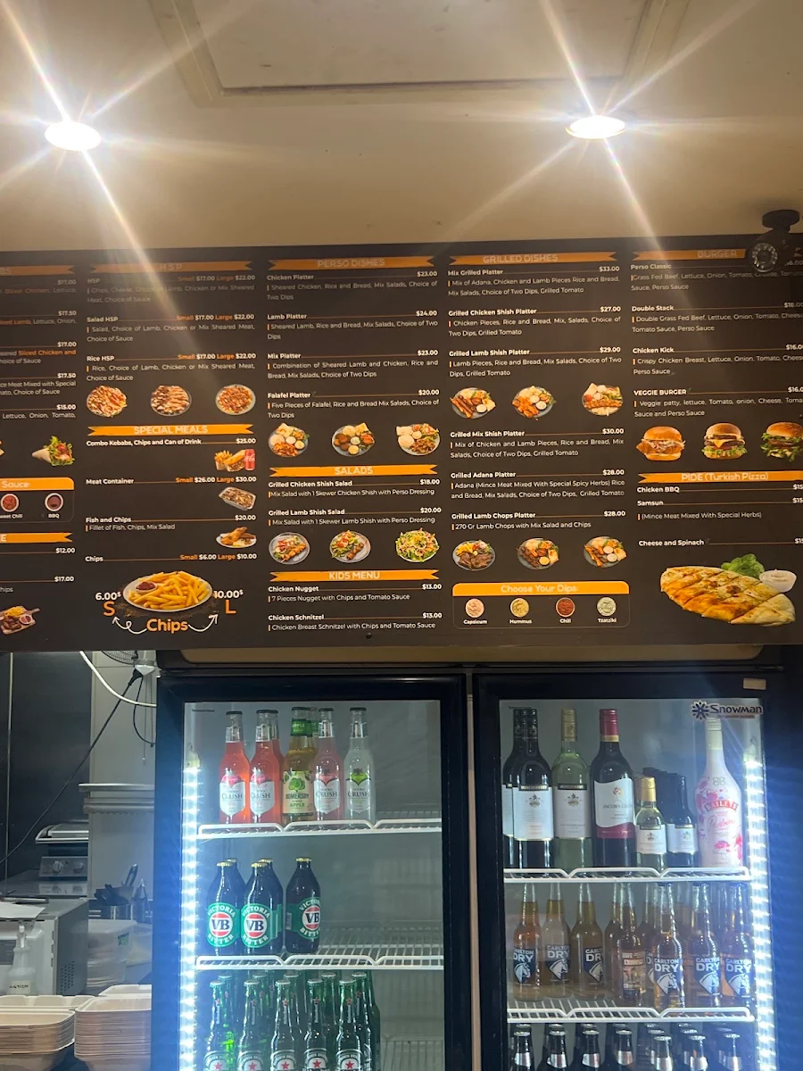 Menu, PERSO Home Style Grill & Kebabs