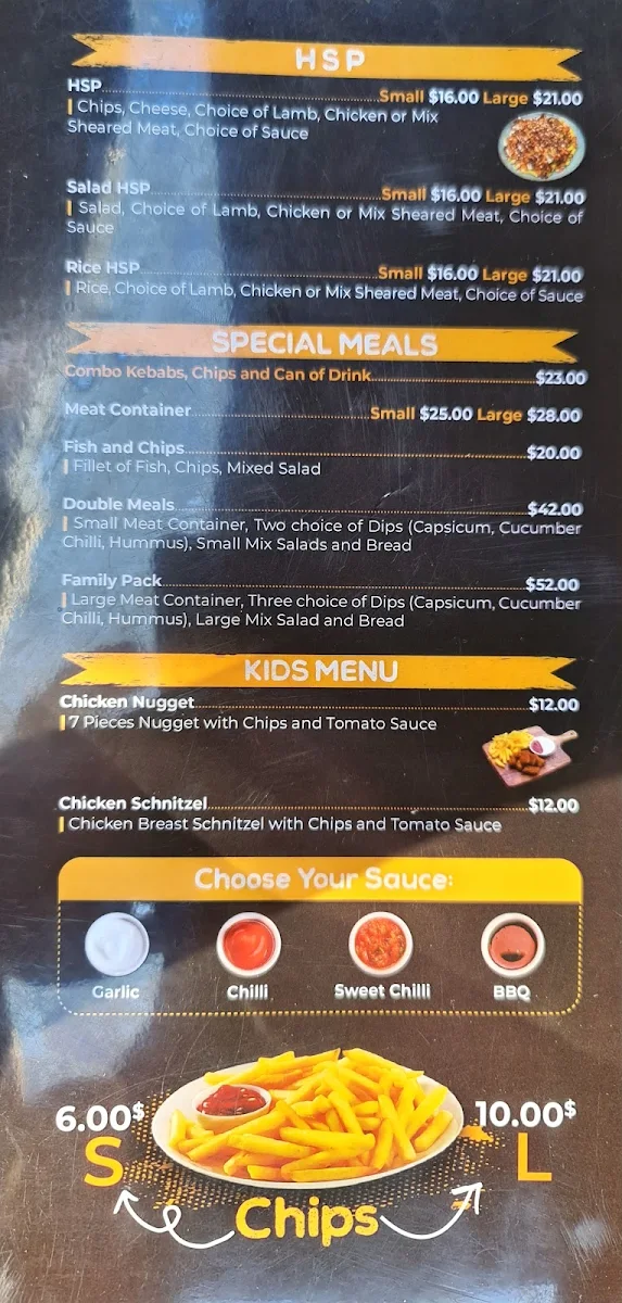 Menu, PERSO Home Style Grill & Kebabs