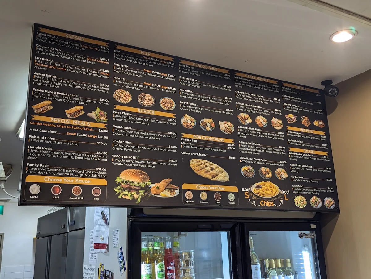 Menu, PERSO Home Style Grill & Kebabs