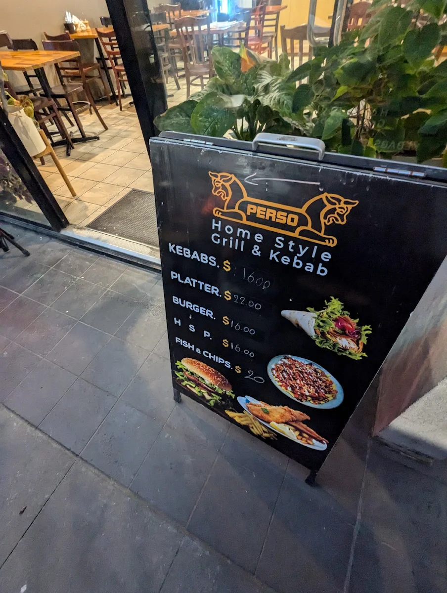 Menu, PERSO Home Style Grill & Kebabs