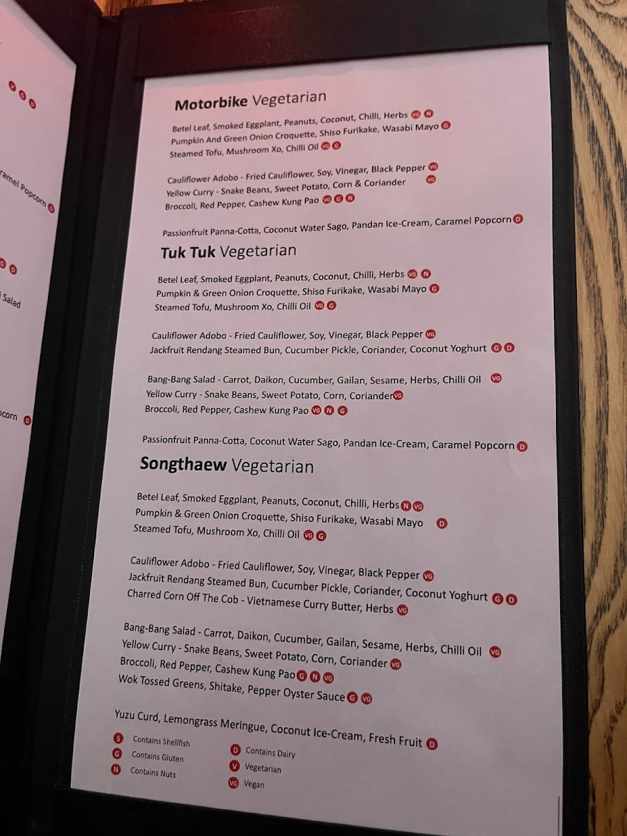 Menu, Red Spice Road