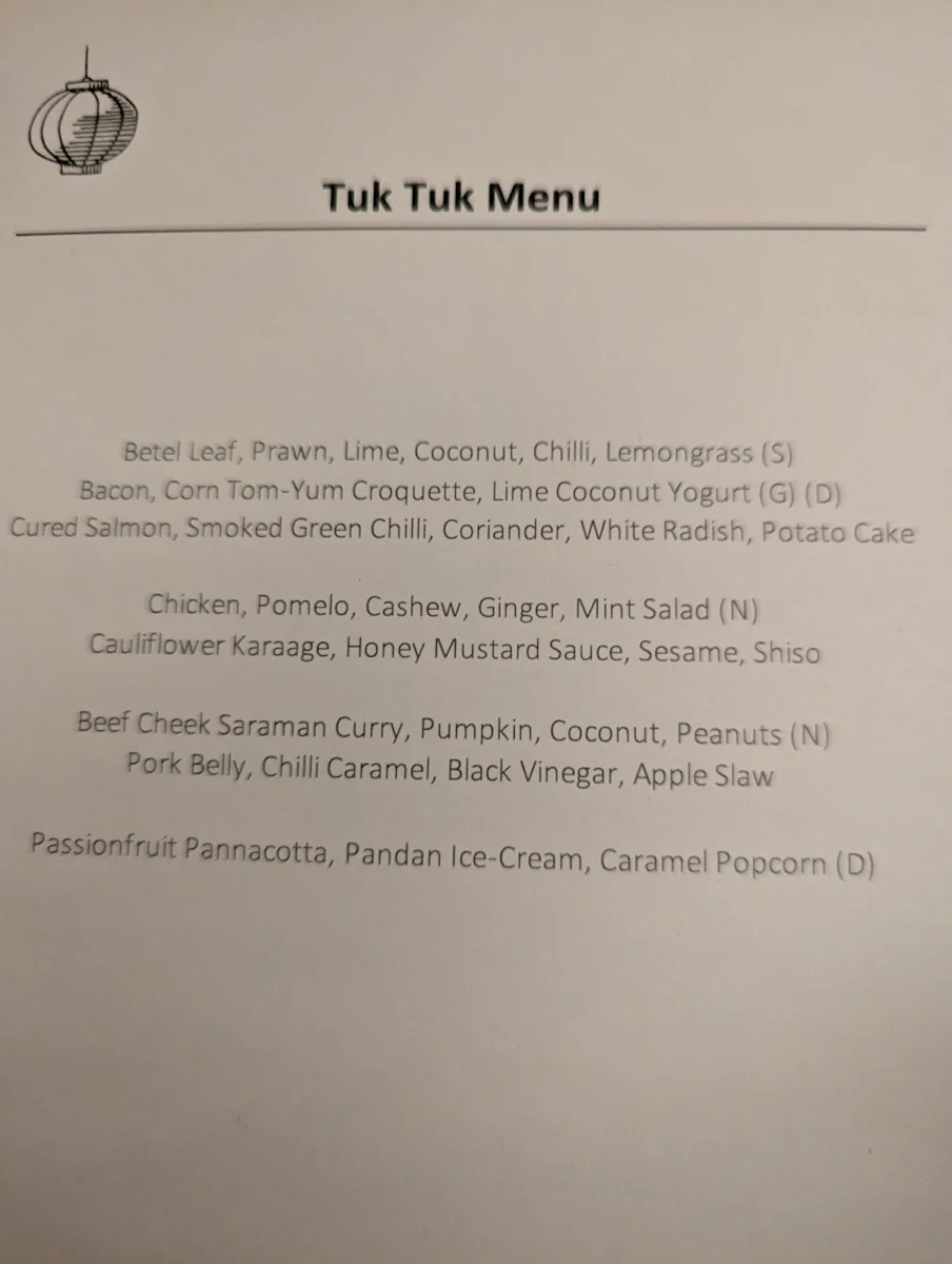 Menu, Red Spice Road